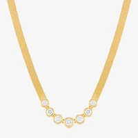 Limited Quantities! Womens White Diamond 14K Gold Over Silver 18 Inch Chevron Necklace