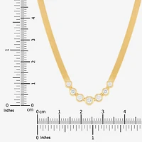 Limited Quantities! Womens White Diamond 14K Gold Over Silver 18 Inch Chevron Necklace