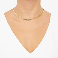 Limited Quantities! Womens White Diamond 14K Gold Over Silver 18 Inch Chevron Necklace