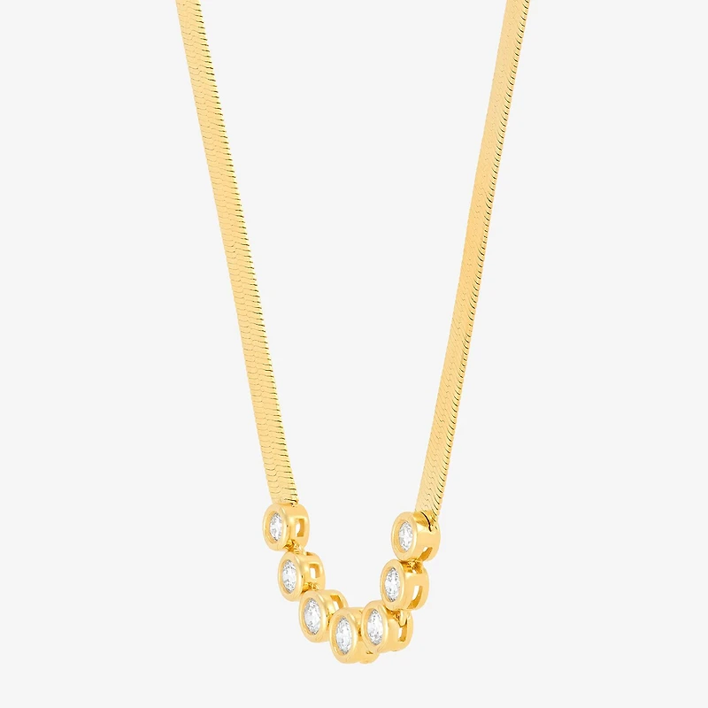 Limited Quantities! Womens White Diamond 14K Gold Over Silver 18 Inch Chevron Necklace