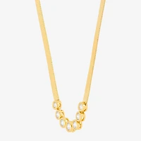 Limited Quantities! Womens White Diamond 14K Gold Over Silver 18 Inch Chevron Necklace