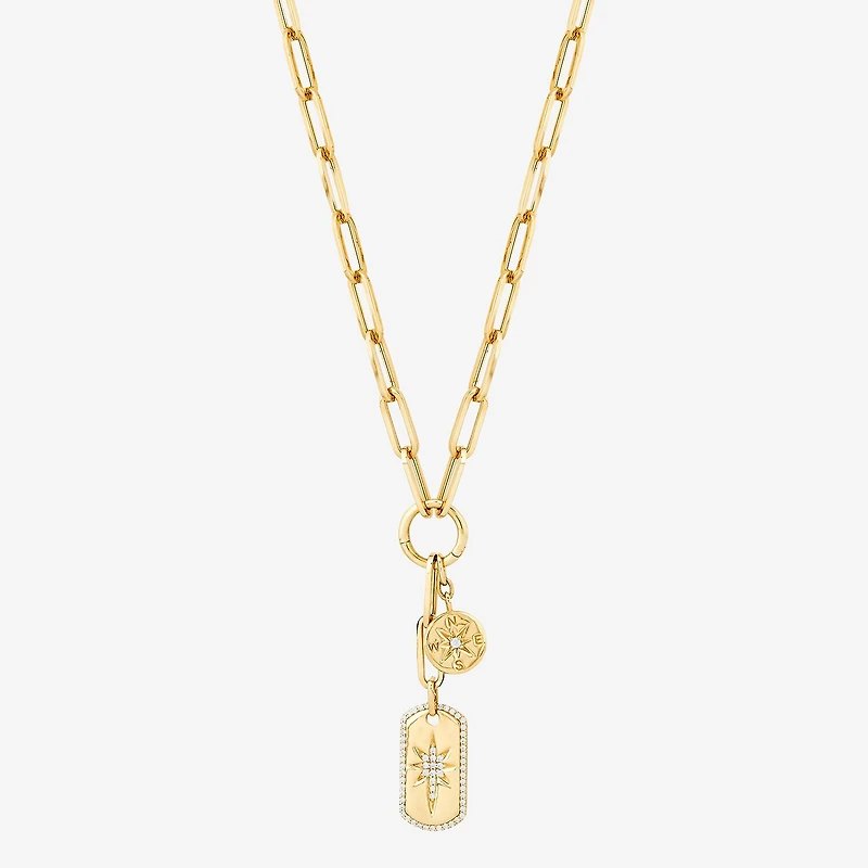 Limited Quantities! Compass & North Star Womens 1/5 CT. Natural White Diamond 14K Gold Star 17 Inch Pendant Necklace