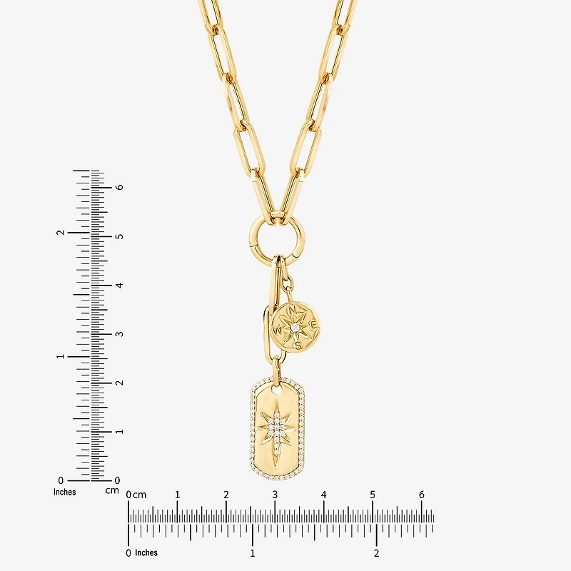 Limited Quantities! Compass & North Star Womens 1/5 CT. Natural White Diamond 14K Gold Star 17 Inch Pendant Necklace