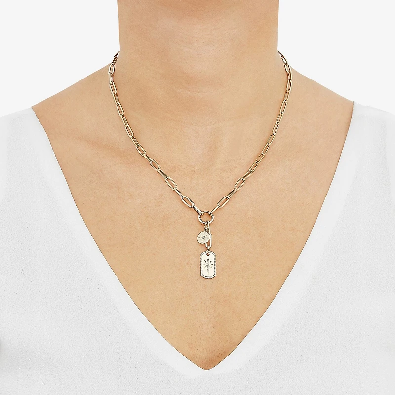Limited Quantities! Compass & North Star Womens 1/5 CT. Natural White Diamond 14K Gold Star 17 Inch Pendant Necklace