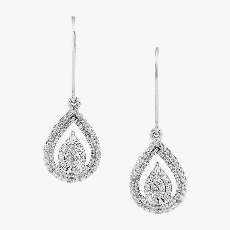 Limited Quantities! Womens 1/10 CT. T.W. Natural White Diamond Sterling Silver Drop Earrings