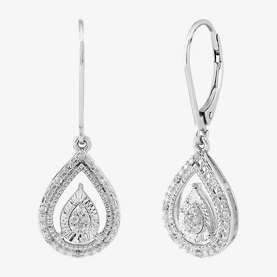 Limited Quantities! Womens 1/10 CT. T.W. Natural White Diamond Sterling Silver Drop Earrings