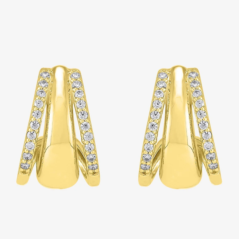 Limited Quantities! Womens 1/4 CT. T.W. Lab Grown White Diamond 14K Gold Over Silver 14.4mm Hoop Earrings