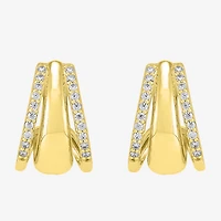 Limited Quantities! Womens 1/4 CT. T.W. Lab Grown White Diamond 14K Gold Over Silver 14.4mm Hoop Earrings