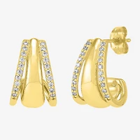 Limited Quantities! Womens 1/4 CT. T.W. Lab Grown White Diamond 14K Gold Over Silver 14.4mm Hoop Earrings