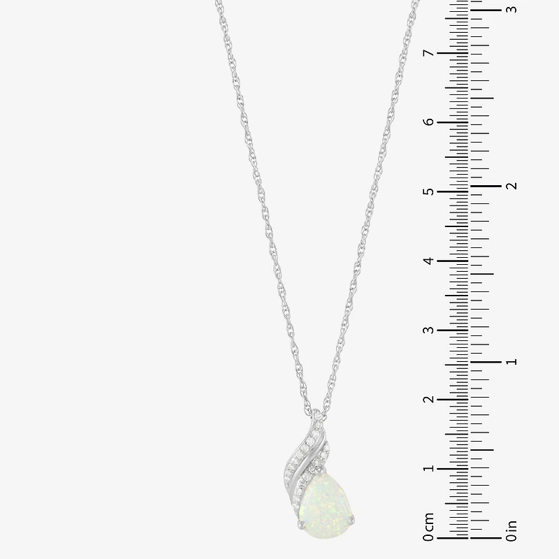 Limited Quantities! Womens Diamond Accent Lab Created White Opal Sterling Silver 18 Inch Pendant Necklace