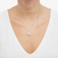 Limited Quantities! Womens Diamond Accent Lab Created White Opal Sterling Silver 18 Inch Pendant Necklace