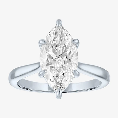 (G / Si1-Si2) Womens 3 CT. T.W. Lab Grown White Diamond Sterling Silver Marquise 3-Stone Engagement Ring