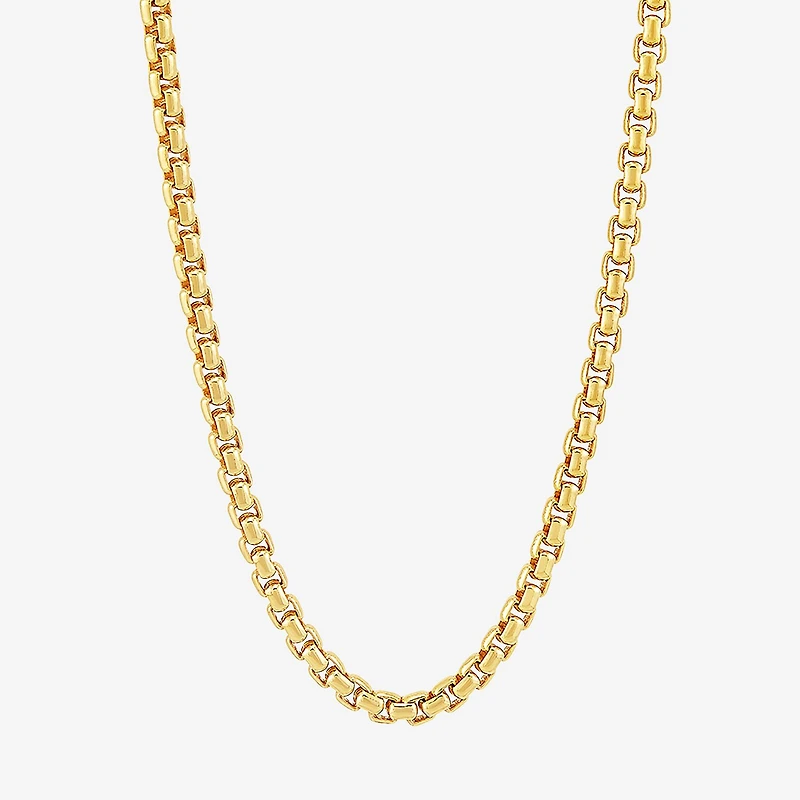 Made in Italy Unisex Adult 18K Gold Over Silver Inch Box Chain Necklace