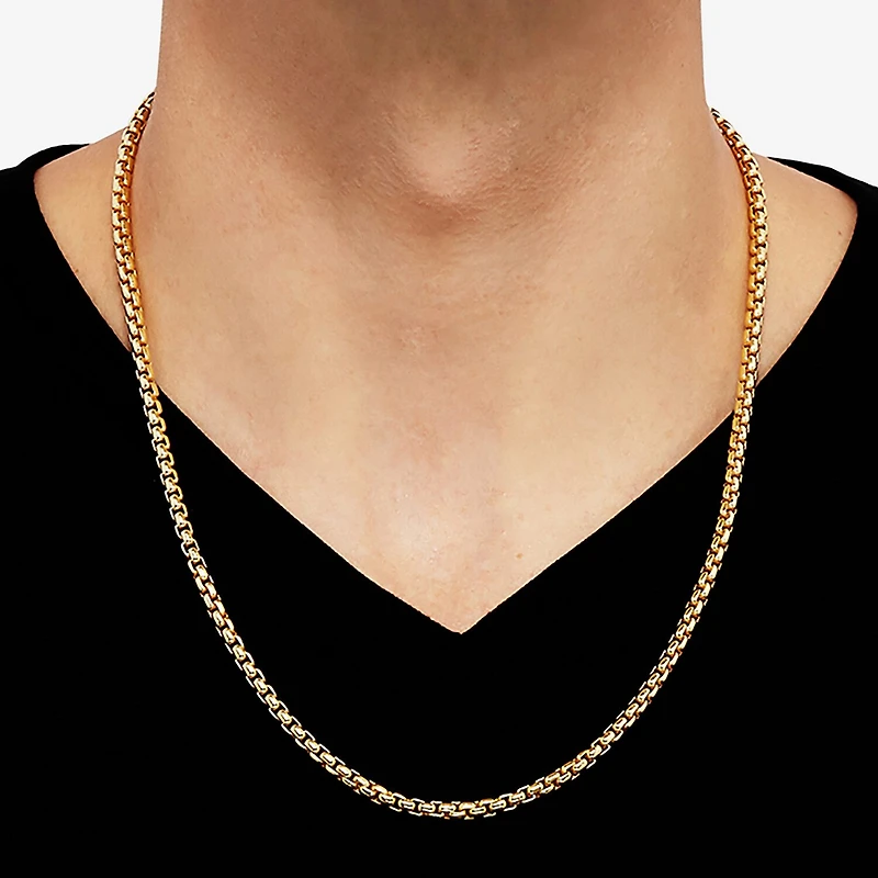 Made in Italy Unisex Adult 18K Gold Over Silver Inch Box Chain Necklace