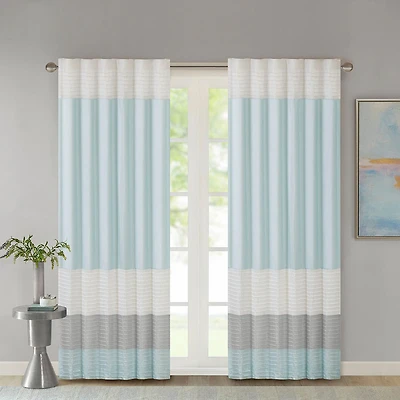 Madison Park Eastridge Polyoni 50"W X 84"L Pintuck-Striped Rod Pocket Back Tab Energy Saving Light-Filtering Single Curtain Panel