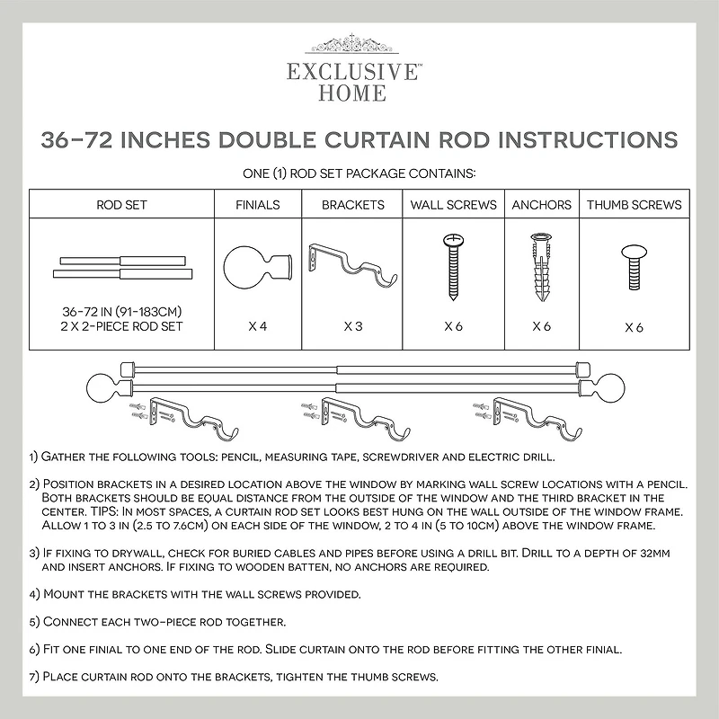 Exclusive Home Curtains Napoleon/Topper Double Curtain Rod