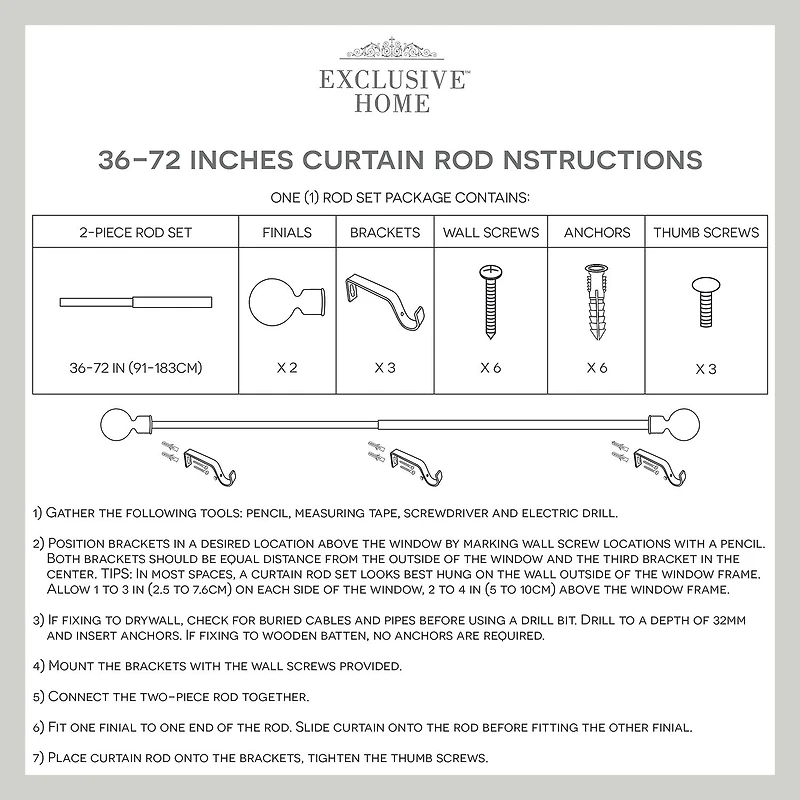 Exclusive Home Curtains Duke 1 Adjustable Curtain Rod