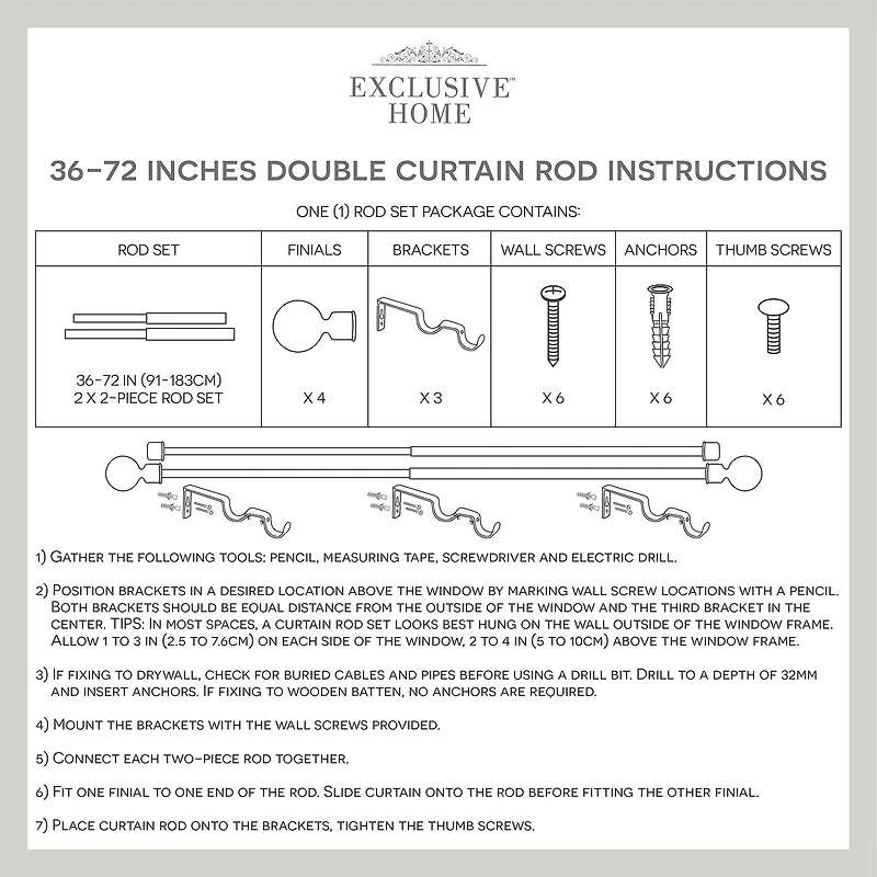 Exclusive Home Curtains Prism/Topper Double Double Curtain Rod