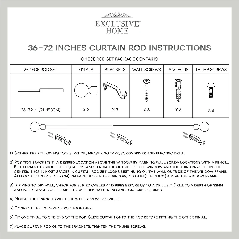 Exclusive Home Curtains Rope Knots 1 IN Adjustable Curtain Rod