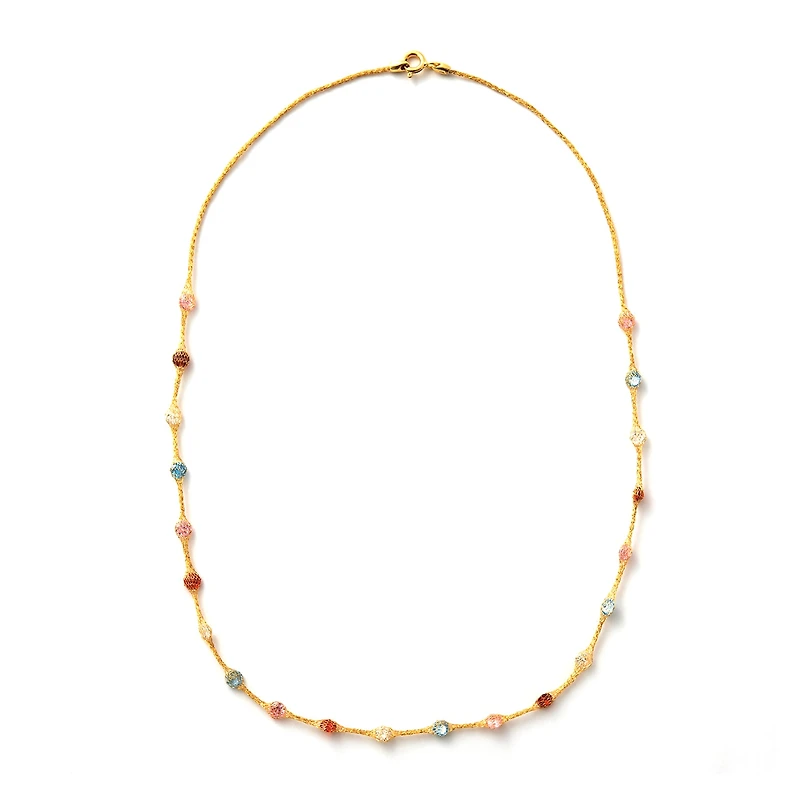 Made in Italy Womens Multi Color Cubic Zirconia 10K Gold 18 Inch Pendant Necklace