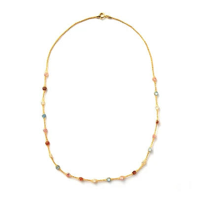 Made in Italy Womens Multi Color Cubic Zirconia 10K Gold 18 Inch Pendant Necklace