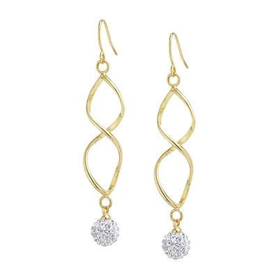 Sparkle Allure Twist Womens Crystal 24K Gold Over Brass Drop Earrings