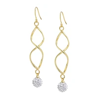 Sparkle Allure Twist Womens Crystal 24K Gold Over Brass Drop Earrings