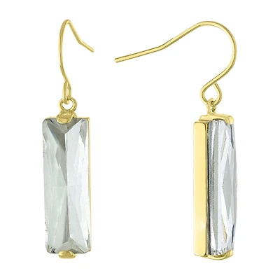 Sparkle Allure Womens Crystal 24K Gold Over Brass Rectangular Drop Earrings