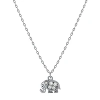 Silver Treasures Elephant Womens Cubic Zirconia Sterling Silver 16 Inch Pendant Necklace