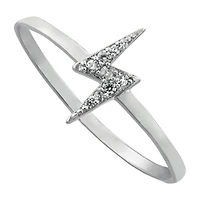 Silver Treasures Womens Cubic Zirconia Sterling Silver LIghtning Bolt Band