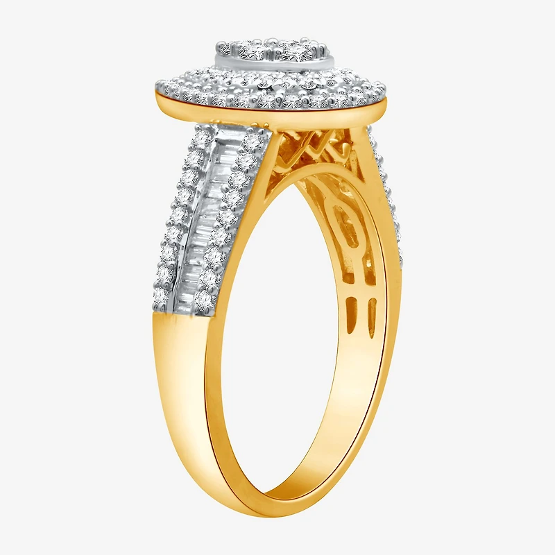 I Said Yes (H-I / I1) Womens 1 CT. T.W. Lab Grown White Diamond Sterling Silver or 14K Gold Over Pear Side Stone Halo Bridal Set