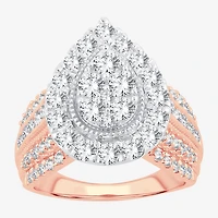 (H-I / SI1-SI2) Womens 2 CT. T.W. Lab Grown White Diamond 10K Gold Pear Engagement Ring