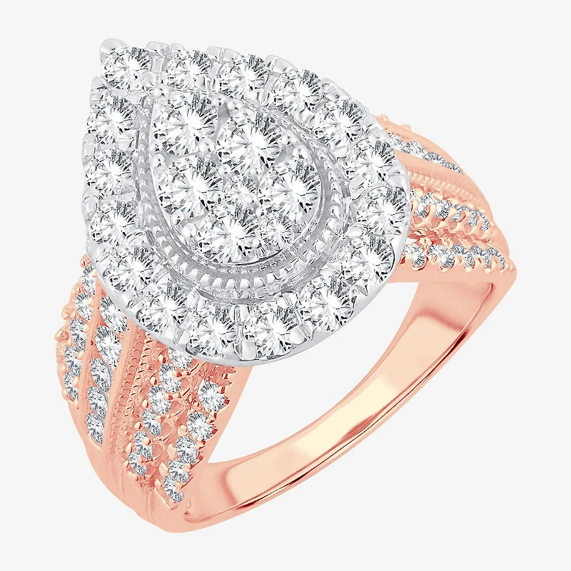 (H-I / SI1-SI2) Womens 2 CT. T.W. Lab Grown White Diamond 10K Gold Pear Engagement Ring