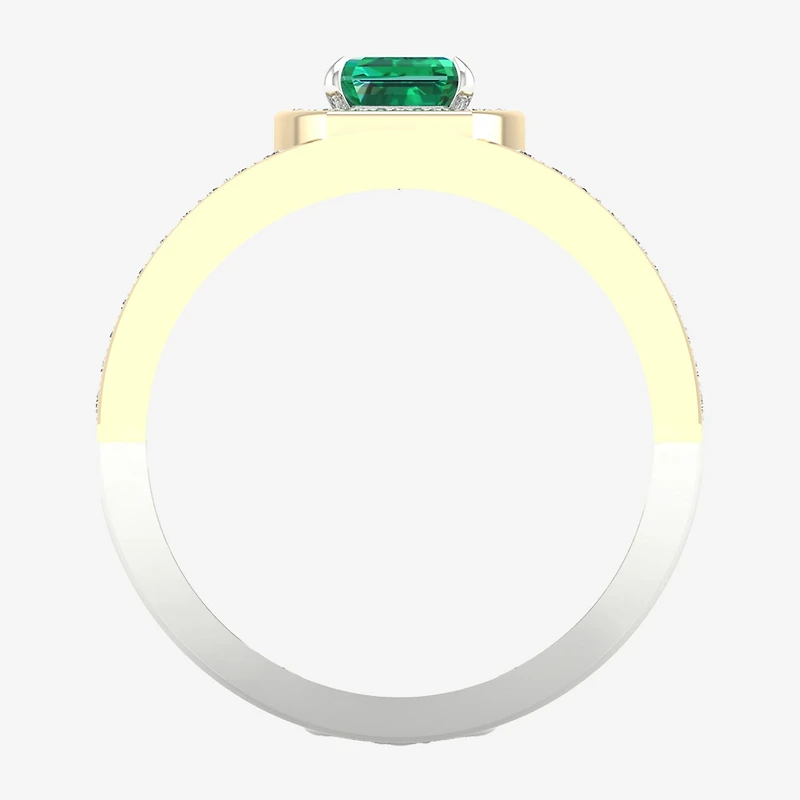 Mens Lab Created Green Emerald 10K Gold Sterling Silver Fashion Ring
