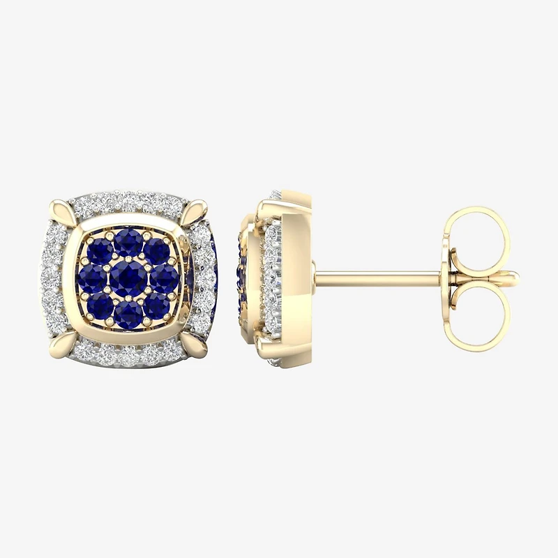 1/8 CT. T.W. Genuine Blue Sapphire 10K Gold 8.8mm Stud Earrings