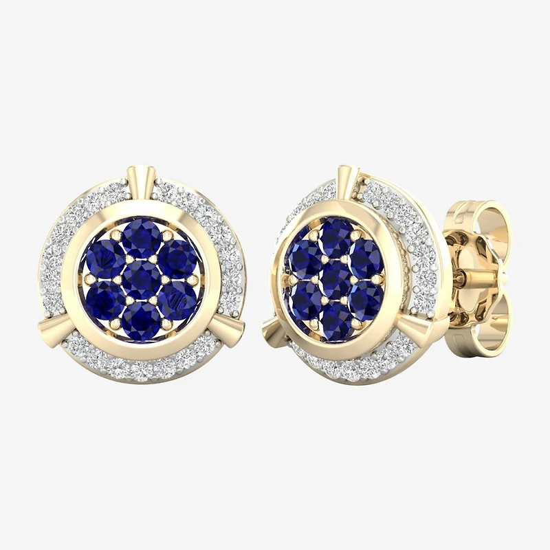 1/8 CT. T.W. Genuine Blue Sapphire 10K Gold 10.1mm Stud Earrings