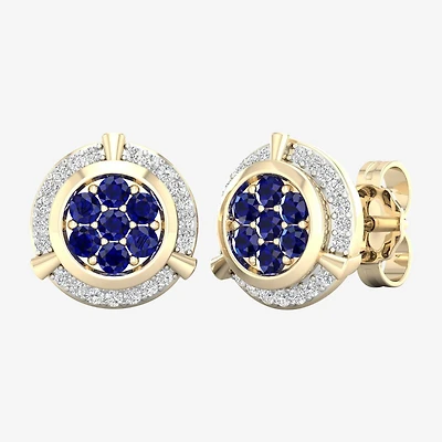 1/8 CT. T.W. Genuine Blue Sapphire 10K Gold 10.1mm Stud Earrings