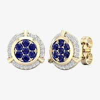 1/8 CT. T.W. Genuine Blue Sapphire 10K Gold 10.1mm Stud Earrings