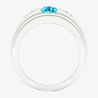Mens Diamond Accent Genuine Blue Topaz Sterling Silver Fashion Ring