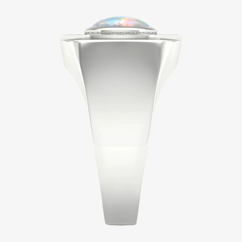 Mens Lab Created White Opal Sterling Silver Fashion Ring