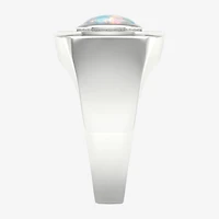 Mens Lab Created White Opal Sterling Silver Fashion Ring