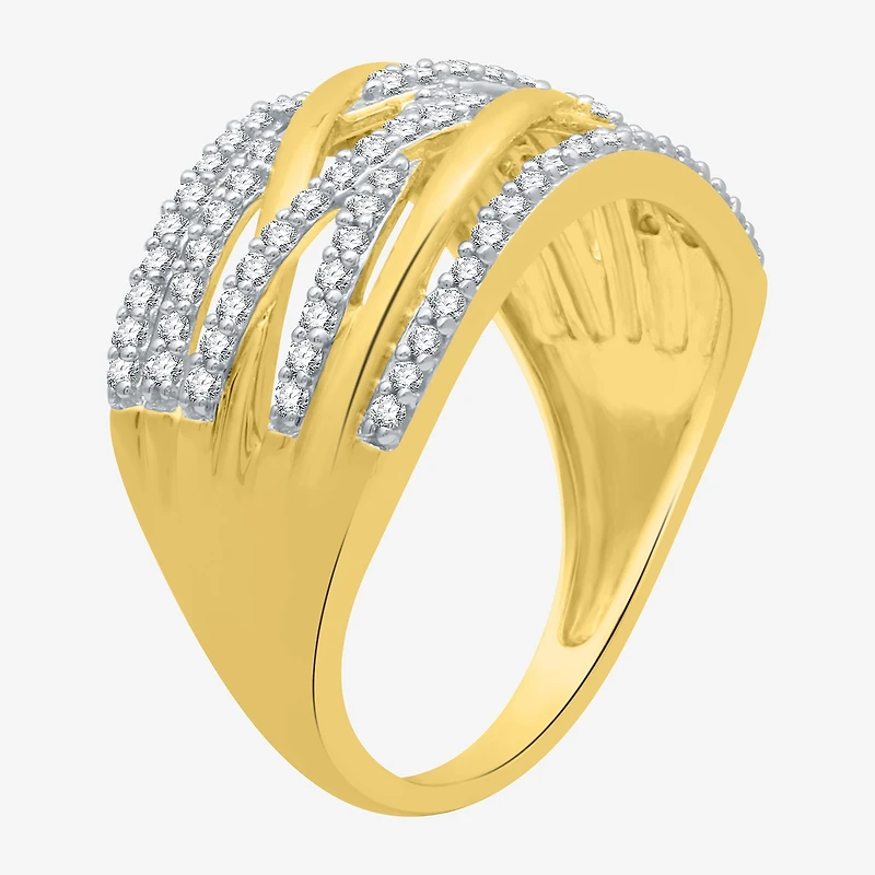 Womens 1/2 CT. T.W. Natural White Diamond 14K Gold Over Silver Crossover Band