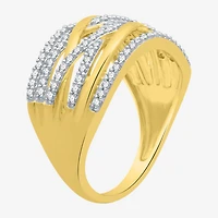 Womens 1/2 CT. T.W. Natural White Diamond 14K Gold Over Silver Crossover Band