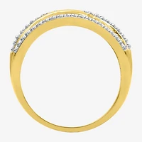 Womens 1/2 CT. T.W. Natural White Diamond 14K Gold Over Silver Crossover Band