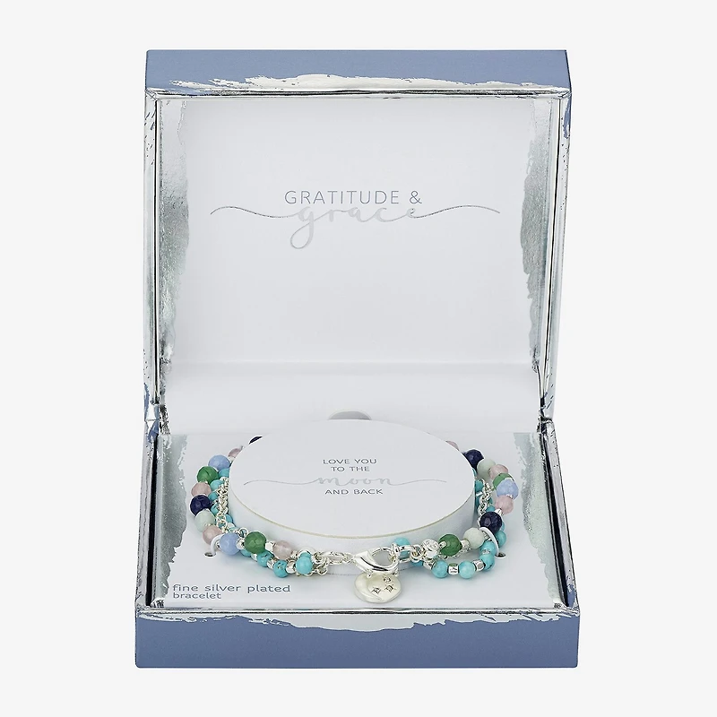 Gratitude & Grace Womens Multi Color Moon Star Beaded Bracelet