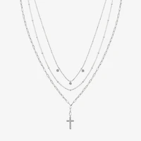 Gratitude & Grace Faith Trio Womens Crystal Pure Silver Over Brass Cross 3-pc. Necklace Set