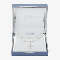 Gratitude & Grace Faith Trio Womens Crystal Pure Silver Over Brass Cross 3-pc. Necklace Set