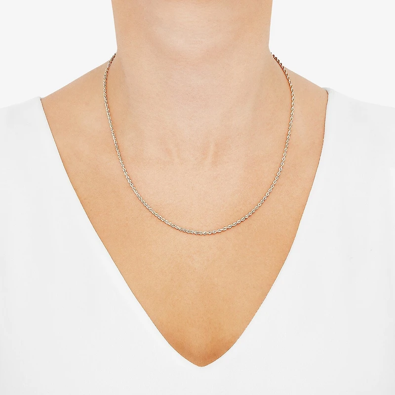 Unisex Adult 10K Rose Gold 18 Inch Rope Chain Necklace