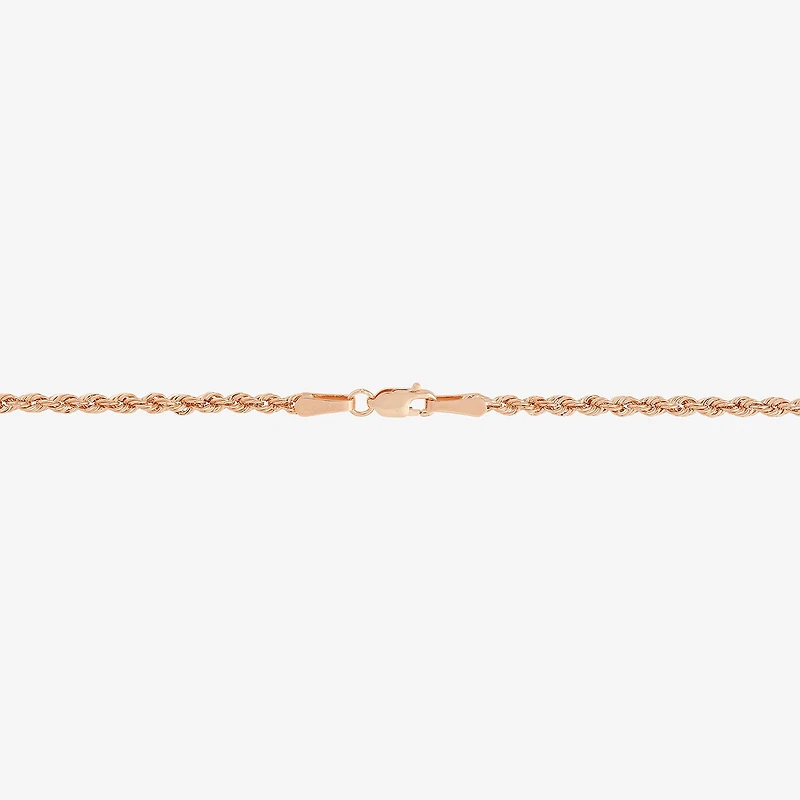 Unisex Adult 10K Rose Gold 18 Inch Rope Chain Necklace