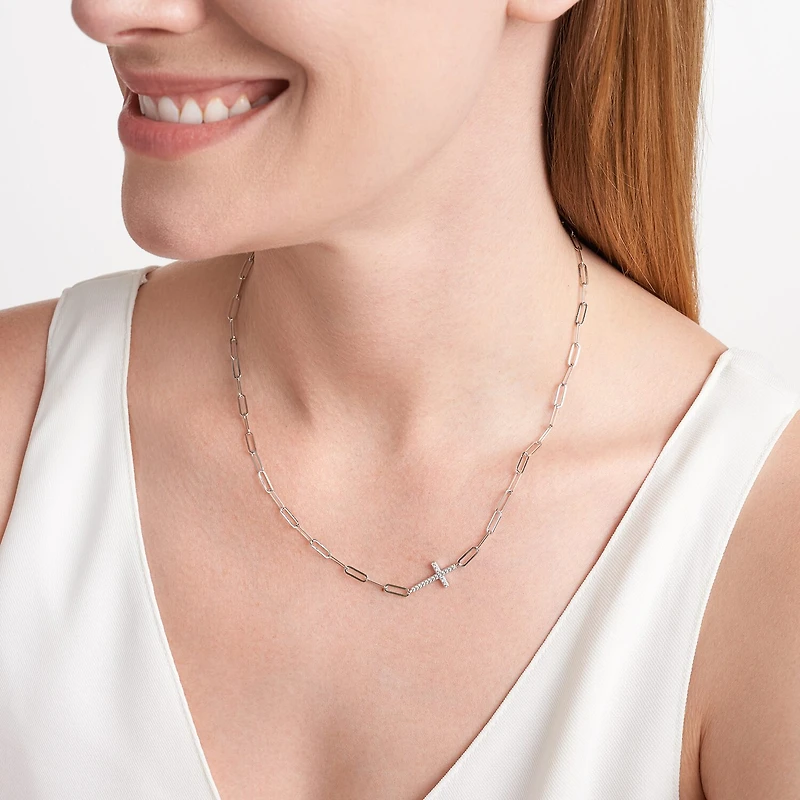 Paris 1901 By Charles Garnier Womens White Cubic Zirconia Sterling Silver 18 Inch Y Necklace